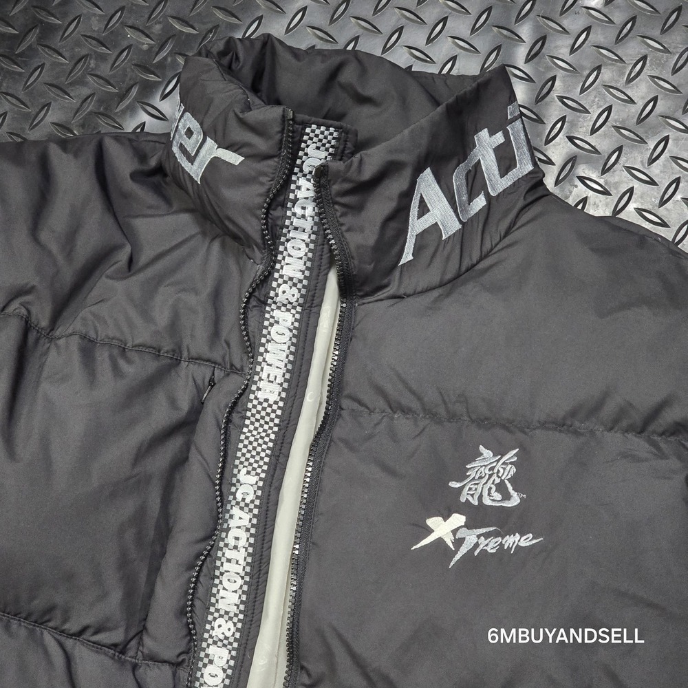 Action Power Xtreme Down Puffer Jacket Black Y2k … - image 5